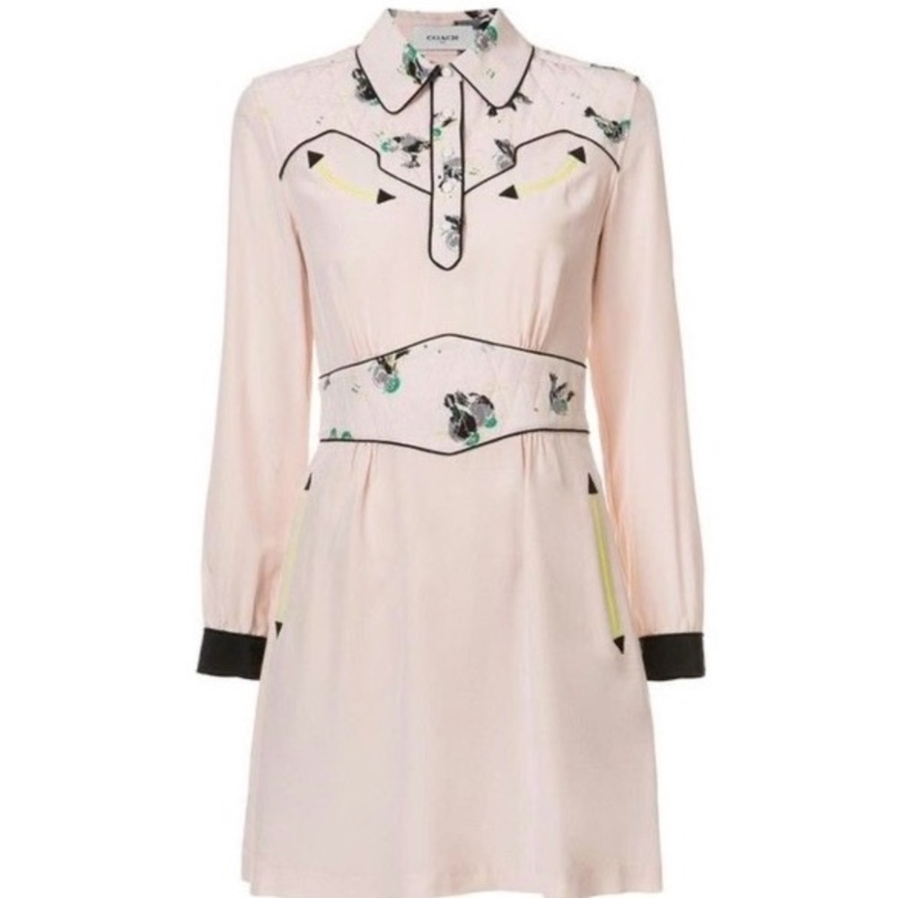 Coach 1941 Western Print Dress Silk Pockets Neon
